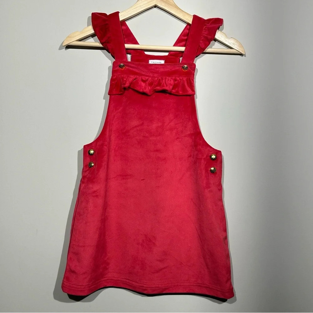 TAHARI Girl Pink Velvet Jumper Dress Size 8